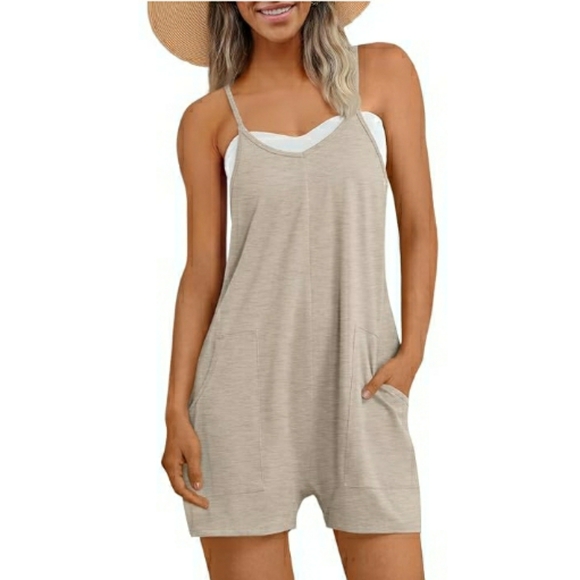 Autumet Pants - Romper Jumpsuit Summer Casual Overall Jumpers Tan